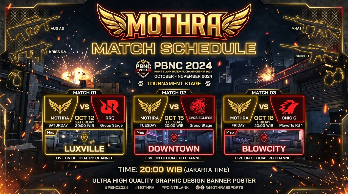 Official Match Schedule Poster Clan MOTHRA 2026